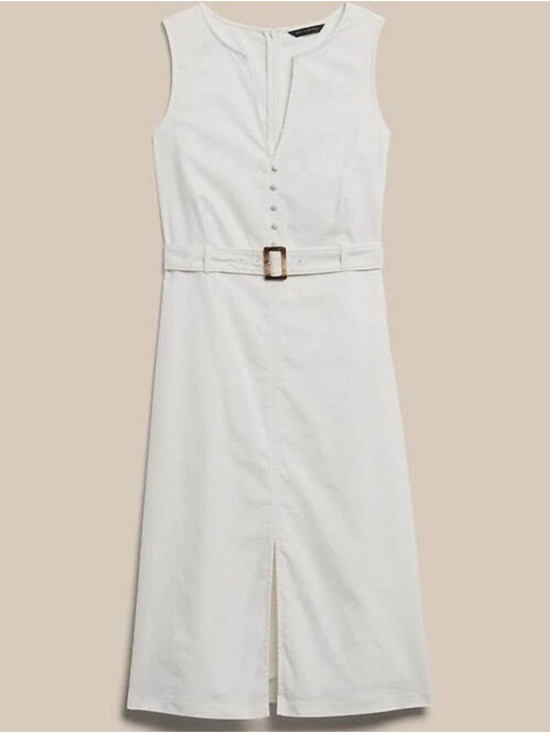 Banana Republic Dresses & Skirts - Banana Republic Off White Sleeveless Button-Front Linen Blend Dress with Belt